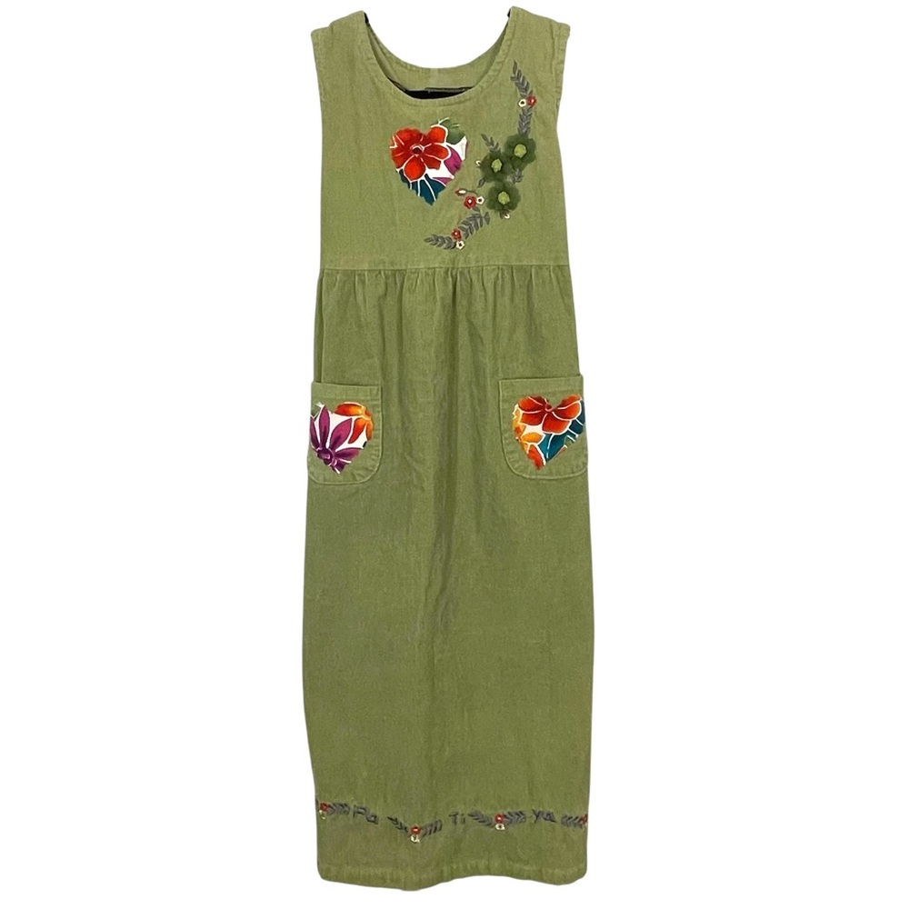 Green Corduroy Floral and Embroidered Jumper